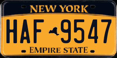 NY license plate HAF9547