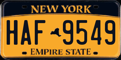 NY license plate HAF9549