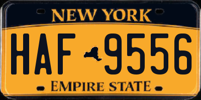 NY license plate HAF9556
