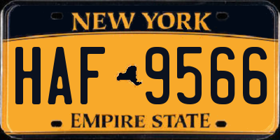 NY license plate HAF9566