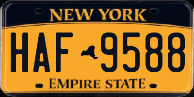 NY license plate HAF9588