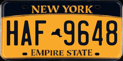 NY license plate HAF9648