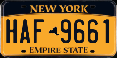 NY license plate HAF9661