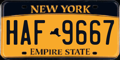 NY license plate HAF9667