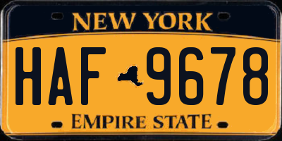 NY license plate HAF9678