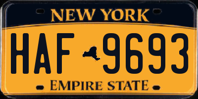 NY license plate HAF9693