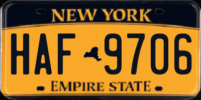 NY license plate HAF9706