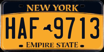 NY license plate HAF9713