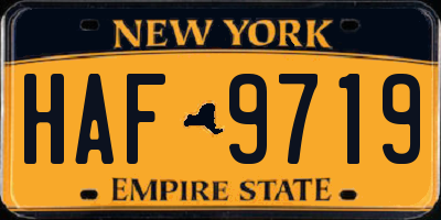 NY license plate HAF9719
