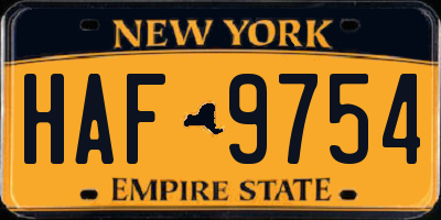 NY license plate HAF9754