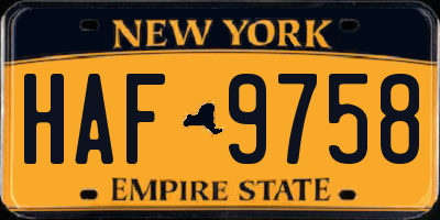 NY license plate HAF9758