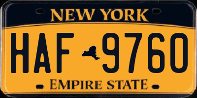 NY license plate HAF9760