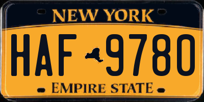 NY license plate HAF9780