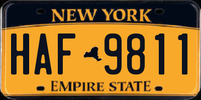 NY license plate HAF9811