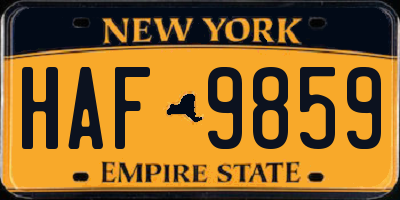 NY license plate HAF9859