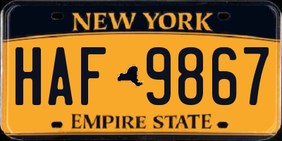 NY license plate HAF9867