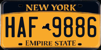 NY license plate HAF9886