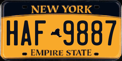 NY license plate HAF9887