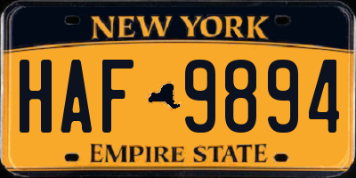 NY license plate HAF9894