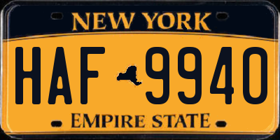 NY license plate HAF9940