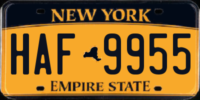 NY license plate HAF9955