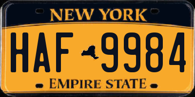 NY license plate HAF9984