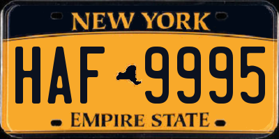 NY license plate HAF9995