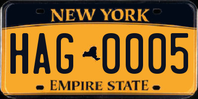 NY license plate HAG0005