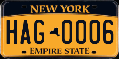 NY license plate HAG0006