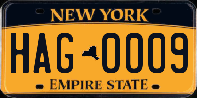 NY license plate HAG0009