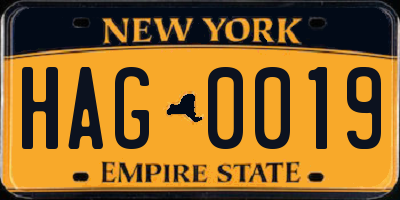 NY license plate HAG0019