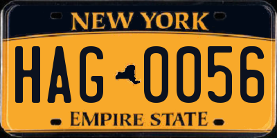 NY license plate HAG0056