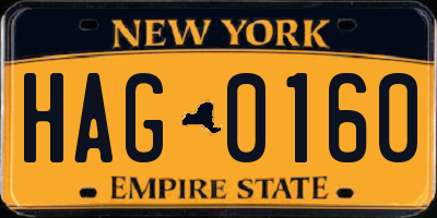 NY license plate HAG0160