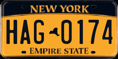 NY license plate HAG0174