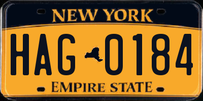 NY license plate HAG0184