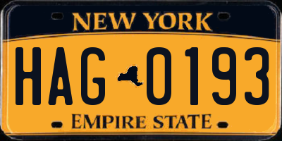 NY license plate HAG0193