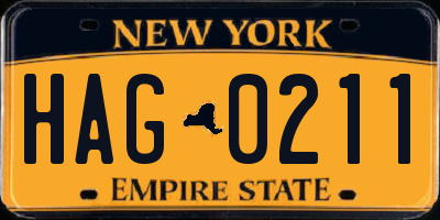 NY license plate HAG0211