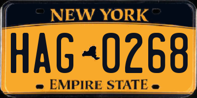 NY license plate HAG0268