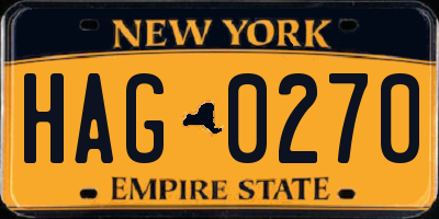 NY license plate HAG0270