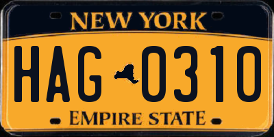 NY license plate HAG0310