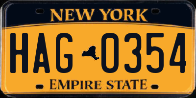 NY license plate HAG0354