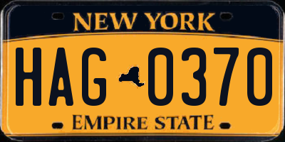 NY license plate HAG0370