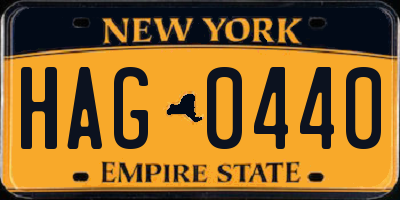 NY license plate HAG0440