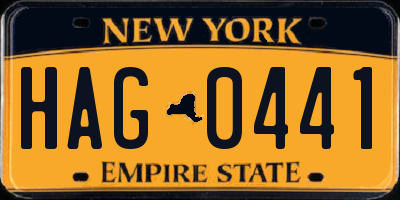 NY license plate HAG0441