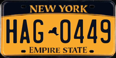 NY license plate HAG0449