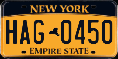 NY license plate HAG0450