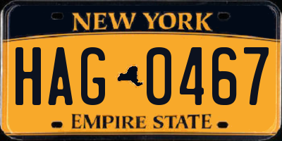 NY license plate HAG0467