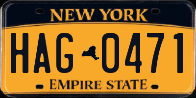 NY license plate HAG0471