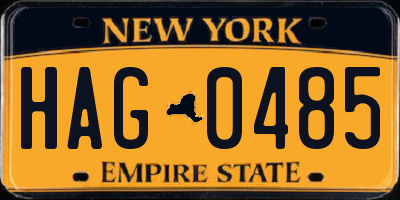 NY license plate HAG0485