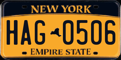 NY license plate HAG0506